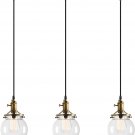 Vintage Rustic Industrial 3-Lights Kitchen Island Chandelier Triple Pendant Hanging Ceiling Lighting