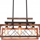 Rustic Wood Chandelier Rectangle Kitchen Farmhouse Chandelier Dining Room Island Pendant Light