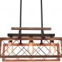 Rustic Wood Chandelier Rectangle Kitchen Farmhouse Chandelier Dining Room Island Pendant Light