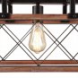 Rustic Wood Chandelier Rectangle Kitchen Farmhouse Chandelier Dining Room Island Pendant Light