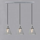 3 Light Rustic Chandeliers Chrome Polished Ceiling Light With 7.3 Inches Cone Glass Light Shade
