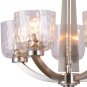 22" 5-Light E26 Large Chandelier Brushed Nickel Hammered Glass Traditional Hanging Pendant Lighting