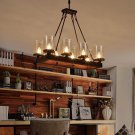 Wooden Farmhouse Light 8-Light Candle Pendant Light Wood Chandeliers (480W Max, Bulb Not Included)