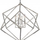 26.5"W*29.5"H Chandelier 4 Light Interlock Openwork Geometric Metal Pendant Lamp (Polished Nickel)