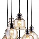 KALRI retro kitchen island Cognac glass chandelier lamp 8 lamps antique black facing ceiling lamp