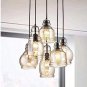 KALRI retro kitchen island Cognac glass chandelier lamp 8 lamps antique black facing ceiling lamp