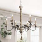 6 Country Metal Flower Arms Wood and Rusty Steel Surfaces 6 Lamps Hanging Kitchen Island Lights