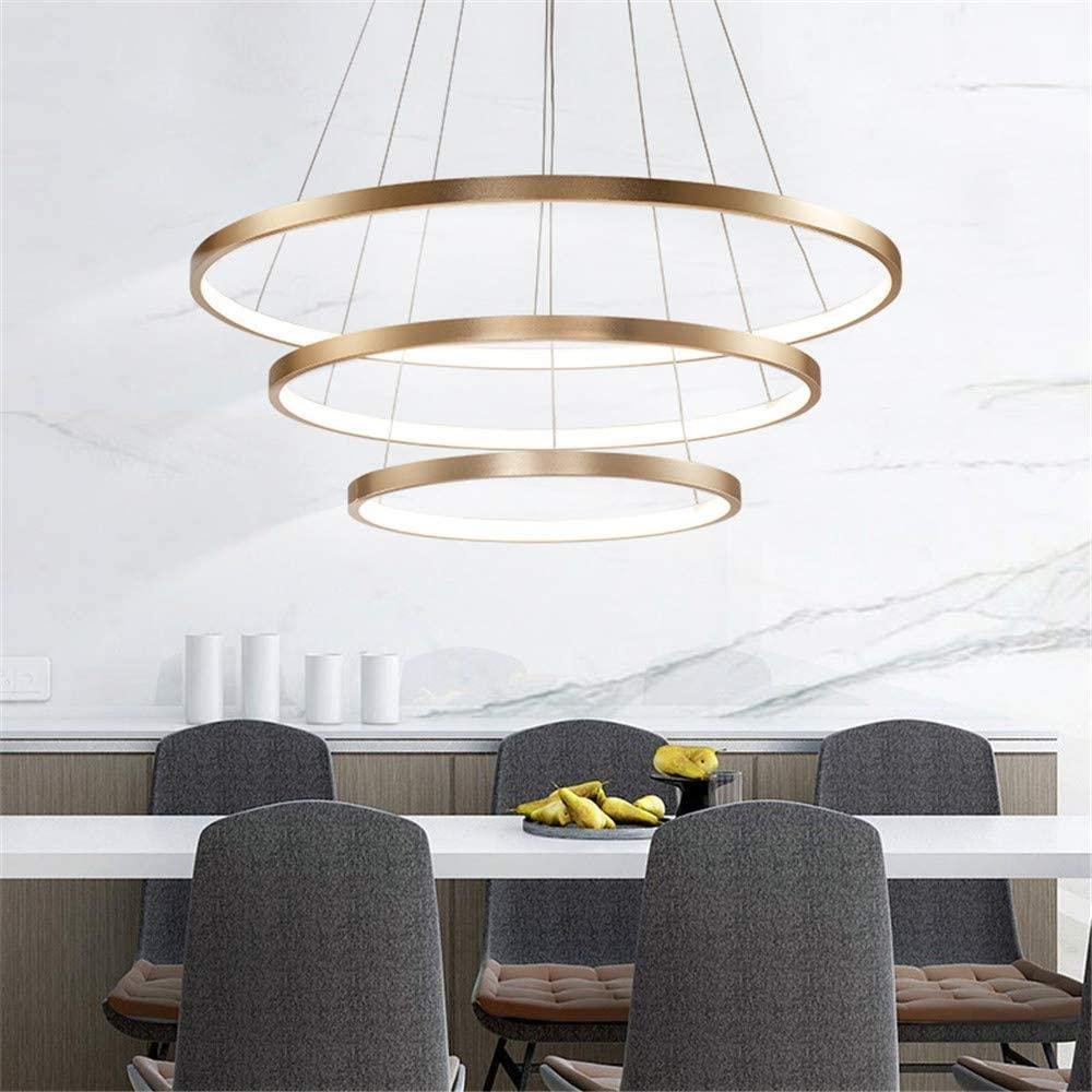 LED Chandeliers Round Shape Drop Ceiling Lighting 3 Ring Hanging Lamp Gold Pendant Light Fixture