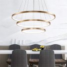 LED Chandeliers Round Shape Drop Ceiling Lighting 3 Ring Hanging Lamp Gold Pendant Light Fixture
