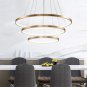 LED Chandeliers Round Shape Drop Ceiling Lighting 3 Ring Hanging Lamp Gold Pendant Light Fixture