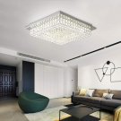 Minimalist Crystal Chandelier LED Fixture 4000K Dimmable Flush Mount Square Pendant Lamp