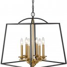 Emliviar 6-Light Modern Farmhouse Chandelier, Foyer Lantern Pendant Light In Black and Gold Finish