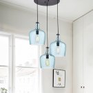 Jojojospring Belinda Mouth Blow Blue Glass Cluster Pendant Lamp Antique Black Surface