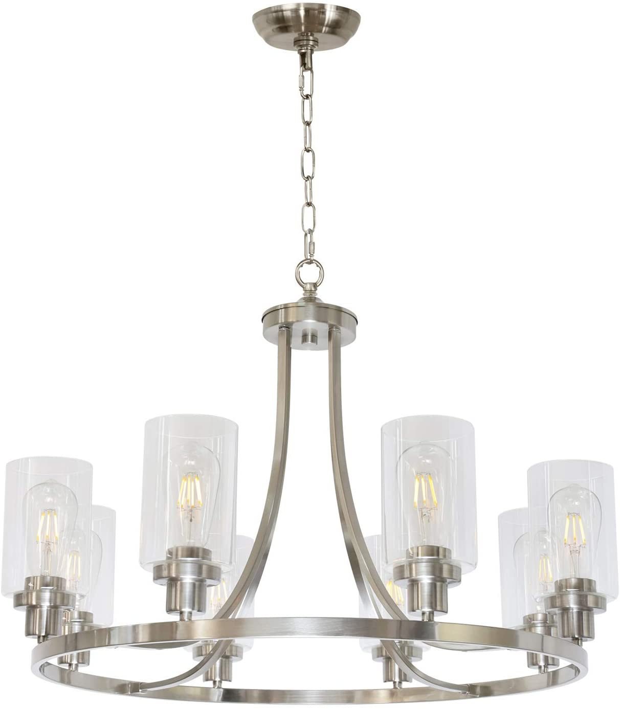 MELUCEE Sputnik Chandelier with Transparent Glass Lampshade In Gray
