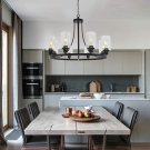 6-Light Chandeliers for Dining Room, Black Light Fixtures Ceiling Hanging Industrial Pendant Light