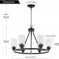 6-Light Chandeliers for Dining Room, Black Light Fixtures Ceiling Hanging Industrial Pendant Light