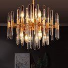TZOE Modern Chandeliers Crystal Chandelier Golden Metal Clear Glass Adjustable Height