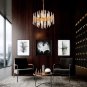 TZOE Modern Chandeliers Crystal Chandelier Golden Metal Clear Glass Adjustable Height