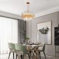 TZOE Modern Chandeliers Crystal Chandelier Golden Metal Clear Glass Adjustable Height