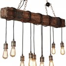 KJLARS Farmhouse Chandelier Wood Hanging Industrial Pendant Lighting Vintage Ceiling Light Fixture