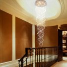 Double Spiral Crystal Chandelier Lighting, Dst Modern Round Luxury Raindrop LED Ceiling Light
