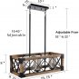 Giluta Rectangular Wood Metal Chandelier Strap Seed Glass Lampshade Island Chandelier