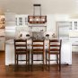 Giluta Rectangular Wood Metal Chandelier Strap Seed Glass Lampshade Island Chandelier