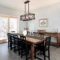 Giluta Rectangular Wood Metal Chandelier Strap Seed Glass Lampshade Island Chandelier