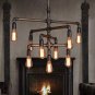 Barn Adjustable Pipe Chandeliers Pendant Hanging Lighting with 9 Sockets(Industrial-Style)