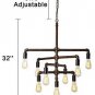 Barn Adjustable Pipe Chandeliers Pendant Hanging Lighting with 9 Sockets(Industrial-Style)