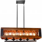 40" 5-Light Kitchen Island Lighting, Rustic Island Pendant Light Fixture, Wood E26 60W UL Listed