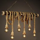 SUSUO Lighting Retro 6 Lamp Hemp Rope Chandelier Twisted Flaxen Rope Country Style Pendant Lights
