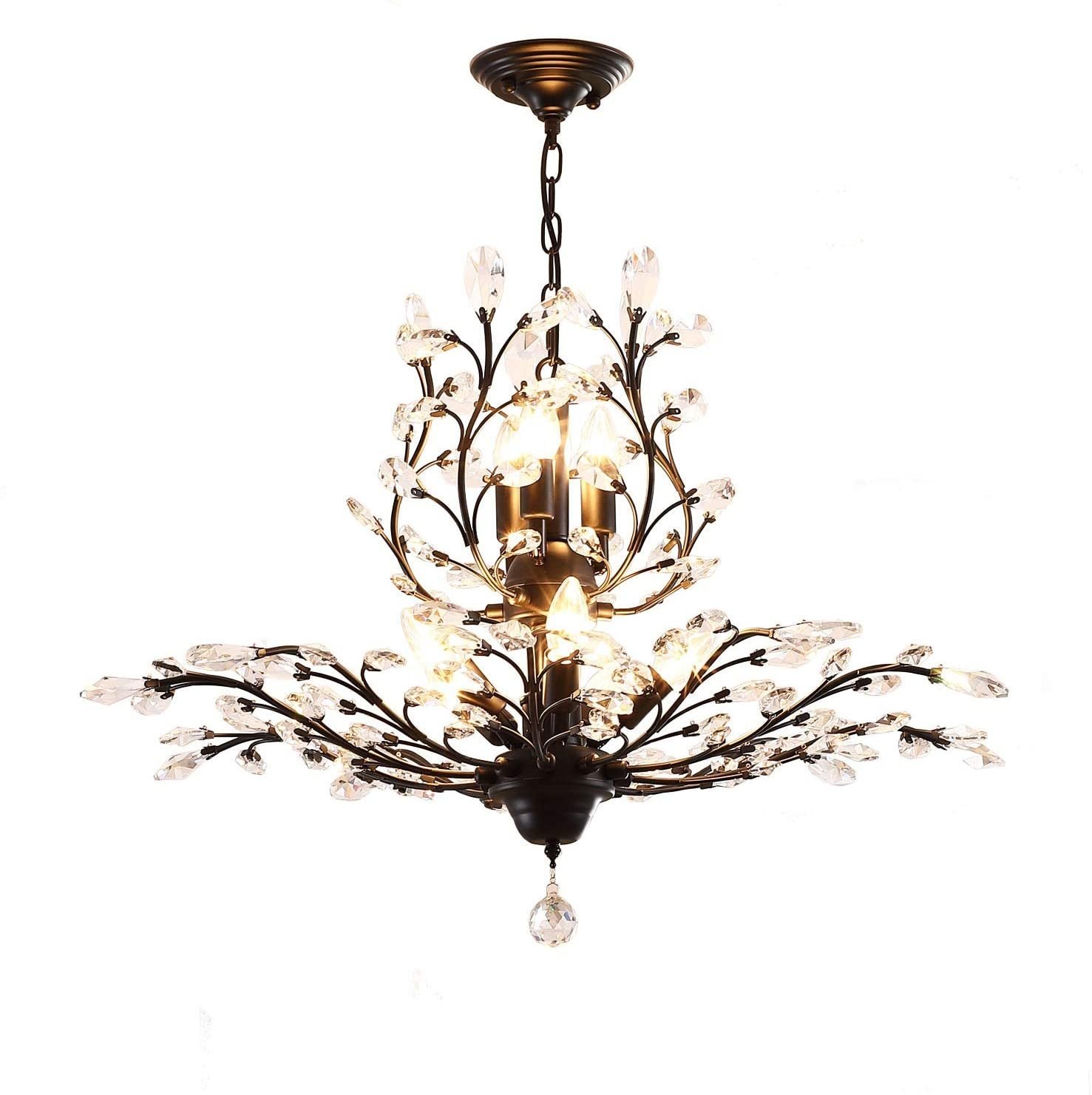 8-Light Vintage Crystal Lights LED Light Crystal Ceiling Light Fixtures Chandeliers Lighting