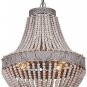 Metal and Circular Wood Bead 3 Lights Retro Vintage Industrial Rustic Ceiling Lamp Light