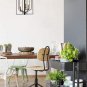 21" 3-Light Modern Farmhouse Pendant Chandelier, Warm Brass Accents Black Finish