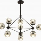 Vintage Chandelier Black 10-Light DNA Pendant Light with Globe Glass Shade for Farmhouse Dining Room