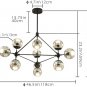 Vintage Chandelier Black 10-Light DNA Pendant Light with Globe Glass Shade for Farmhouse Dining Room