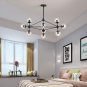 Vintage Chandelier Black 10-Light DNA Pendant Light with Globe Glass Shade for Farmhouse Dining Room