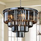 Luxury Chrome Smoke Crystal Modern Contemporary Chandeliers Pendant Ceiling Light 4-Tier Chandelier