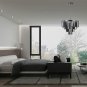 Luxury Chrome Smoke Crystal Modern Contemporary Chandeliers Pendant Ceiling Light 4-Tier Chandelier