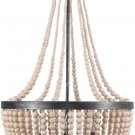 Vintage Wooden Beaded Chandelier Wooden Metal Chandelier Chandelier