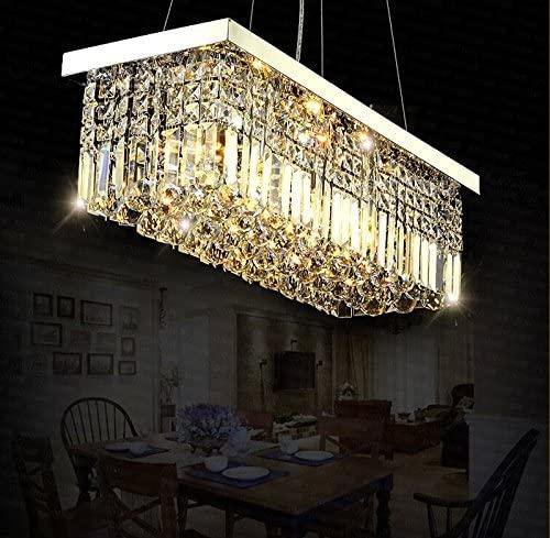 Modern Rainproof Pendant Rectangular Transparent K9 Crystal Pendant Lamp 8 Lamps
