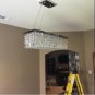 Modern Rainproof Pendant Rectangular Transparent K9 Crystal Pendant Lamp 8 Lamps