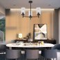 VINLUZ 8 Lamp Shovel Chandelier Chrome Plated Modern Chandelier Restaurant Kitchen Lamps, Black,