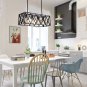 Mirrea Retro Chandelier 4 Lamp Rectangular Frame Shade Matte Metallic Black Finish