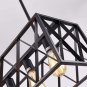 Mirrea Retro Chandelier 4 Lamp Rectangular Frame Shade Matte Metallic Black Finish