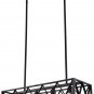Mirrea Retro Chandelier 4 Lamp Rectangular Frame Shade Matte Metallic Black Finish
