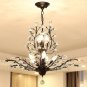 Crystal Vintage 8 Lights Pendant Light K9 Clear Crystal Chandelier Lighting Fixtures(Black)