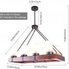 Industrial Kitchen Light, 8 Lights Retro Pendant Light Fixture Rectangular Wood Frame Metal