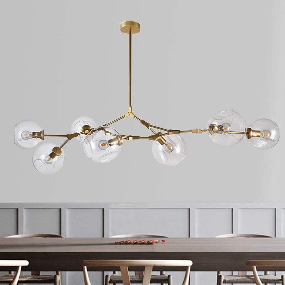 LUOLAX Modern Black Pendant Light Glass Chandelier with 7 Lights